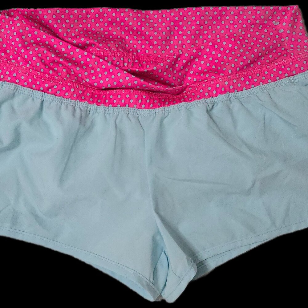 Soffee Lowrise Light Blue with Pink Waist Band Running Shorts Size M